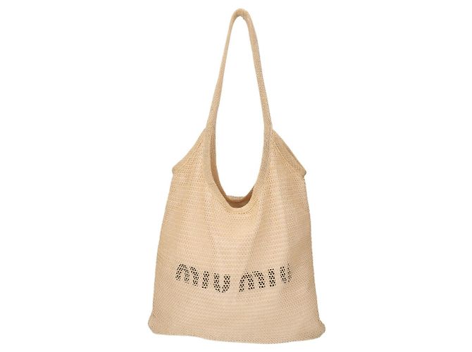 Miu Miu Ivy Raffia-Effekt x Leinen Tote Bag
