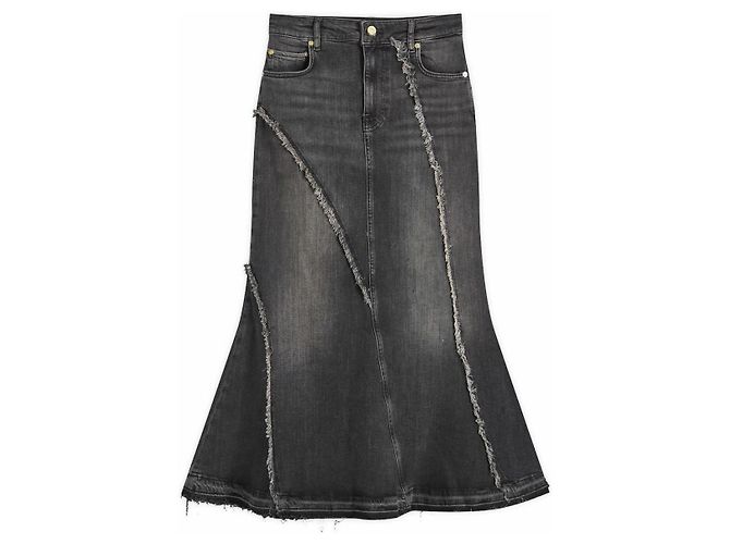Ganni Denim Maxirock Schwarz