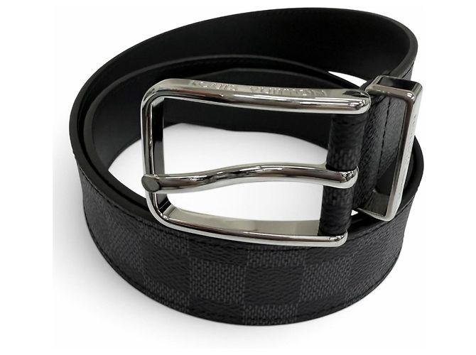 Louis Vuitton 35MM Damier Graphite Ledergürtel Schwarz