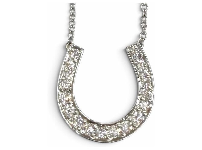 Autre Marque Tiffany PT950 Diamant-Hufeisen-Halskette Silber