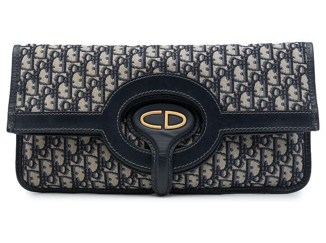 Autre Marque Clutch com aba Dior Blue Oblique Canvas Azul Azul marinho