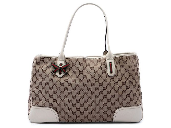 Borsa Tote Gucci Beige GG Canvas Web Princy