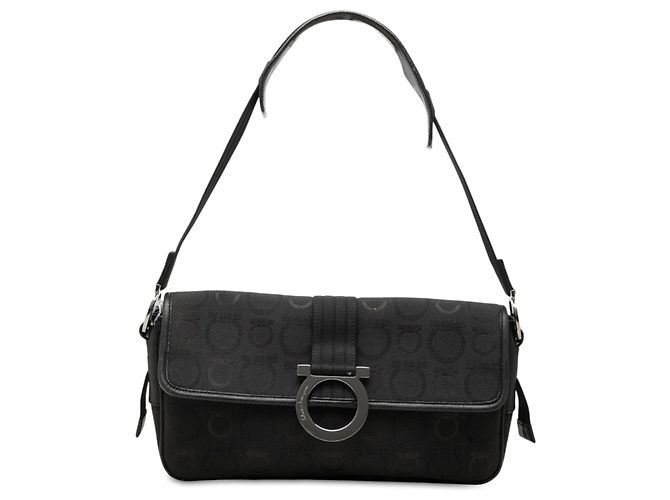 Salvatore Ferragamo Borsa a tracolla Ferragamo in tela Gancini nera Nero