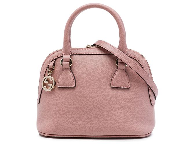 Bolsa Dome Gucci Mini em couro de bezerro rosa com pingente GG