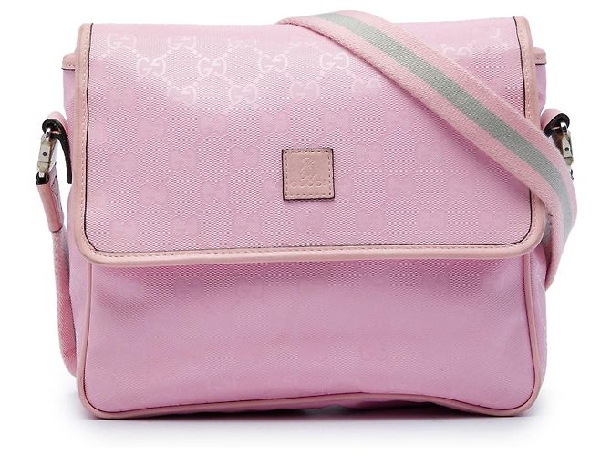 Bolsa Messenger Gucci Kids rosa com estampa GG e Web