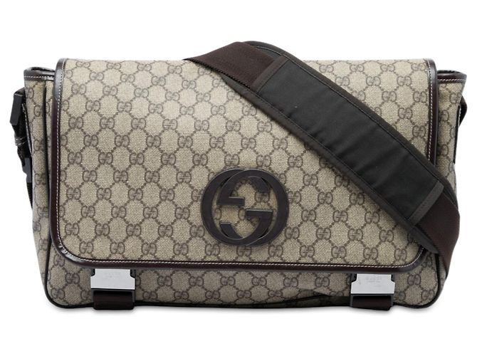 Borsa a tracolla Gucci Beige GG Supreme Interlocking G
