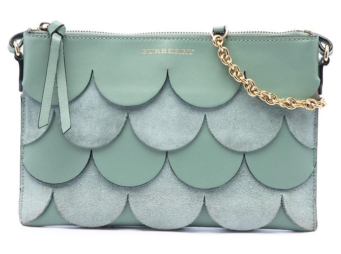 Bolsa Tiracolo Peyton Burberry em couro e camurça recortada verde