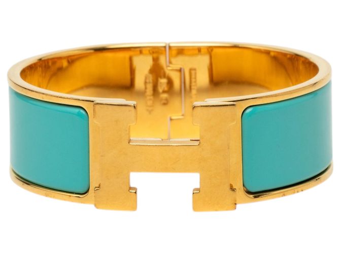 Hermès Blue Wide Enamel Clic H Bracelet PM