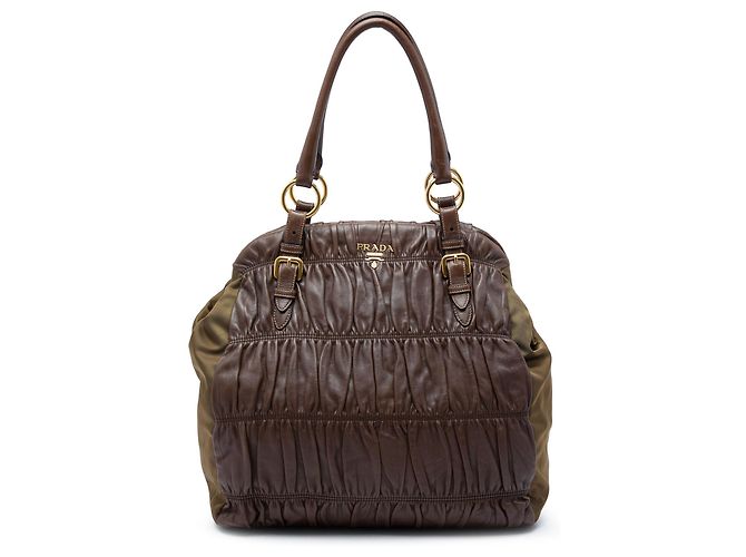 Tote Prada em Nappa Gaufre e Tessuto Castanho Marrom Castanho escuro