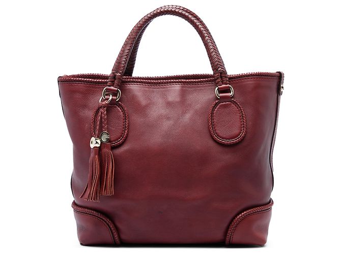 Tote Gucci Marrakech em couro de bezerro vermelho Bordeaux
