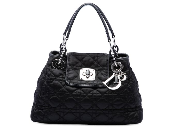 Autre Marque Bolsa Dior Black Nylon Cannage Charming Lock Preto