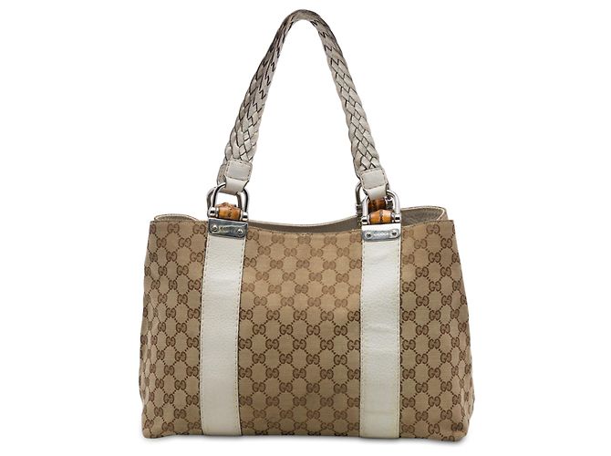 Borsa Tote Gucci Beige Medium GG Canvas Bamboo Libeccio