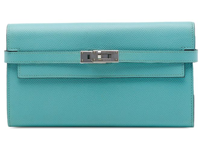 Hermès Blue Epsom Kelly Longue Wallet Turquoise