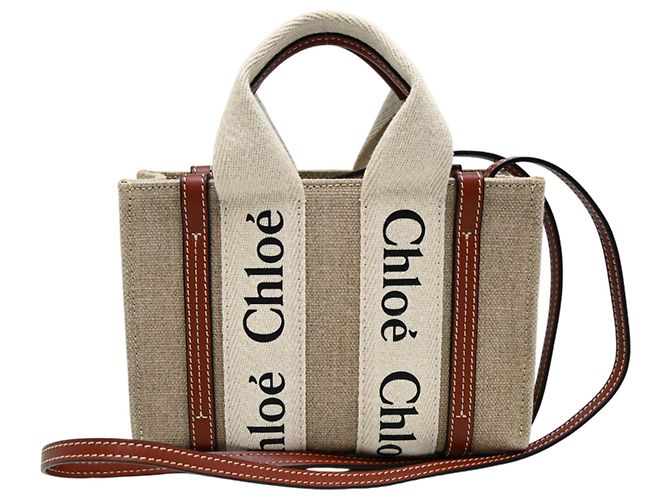 Sac cabas Chloé Woody Mini Marron Beige