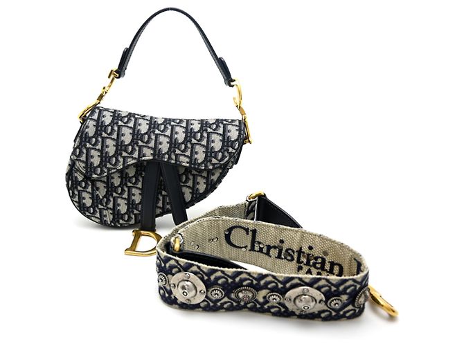 Borsa Mini Saddle Christian Dior Blu navy