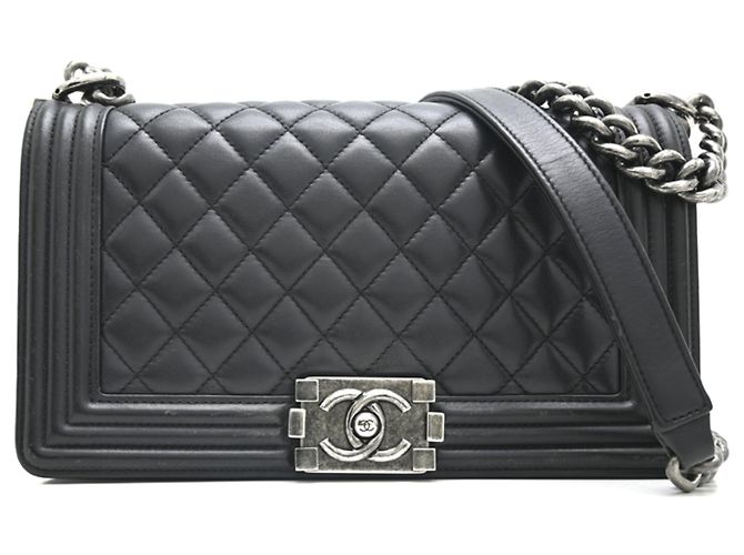 Le Boy Bolsa de Ombro com Corrente Chanel Boy 25 Preto