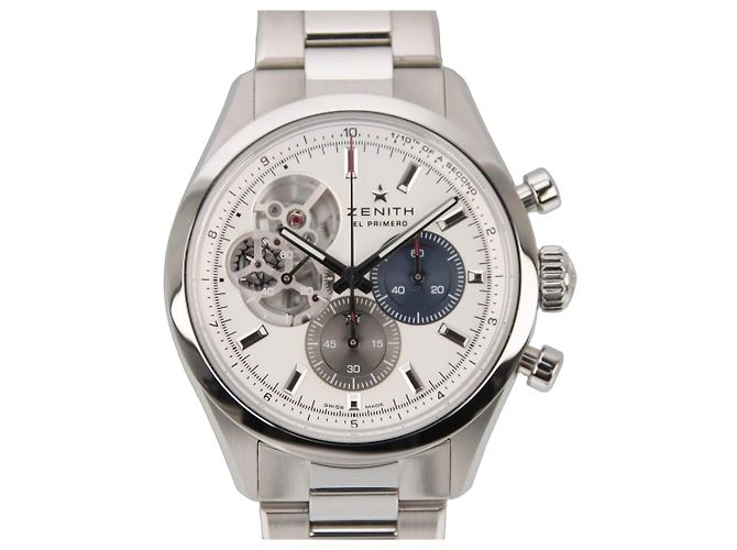 Zénith Zenith Chronomaster Open Automático 39.5mm Mostrador Branco Azul Cinza Hardware prateado