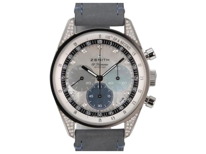 Zénith Zenith Chronomaster Original 38mm MOP Automático 16.3200.3600 Branco Azul Cinza