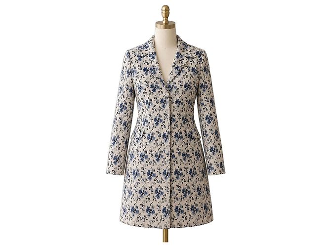 Abrigo Claudie Pierlot Estampado Floral Blanco Azul