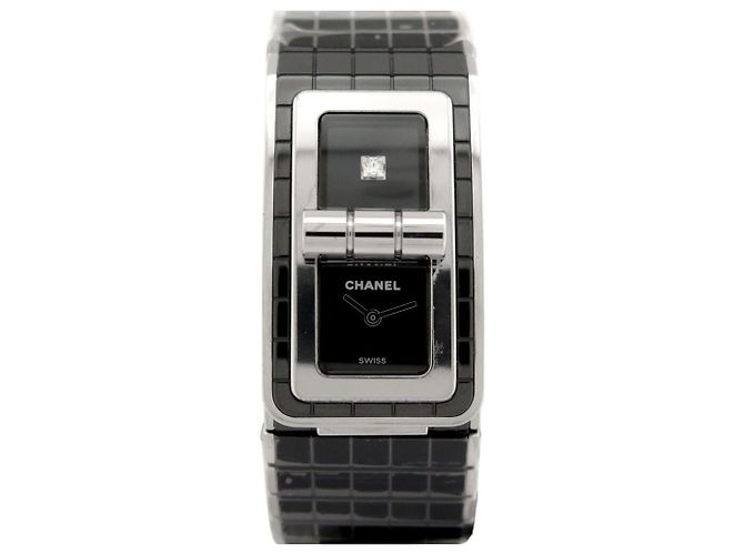 NEW CHANEL CODE COCO H5147 21MM CERAMIC DIAMOND QUARTZ WATCH Black