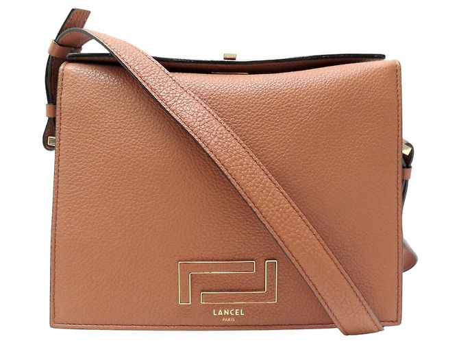 NOVA BOLSA DE MÃO LANCEL PIA EM COURO CAMEL COM ALÇA TIRACOLO Camelo