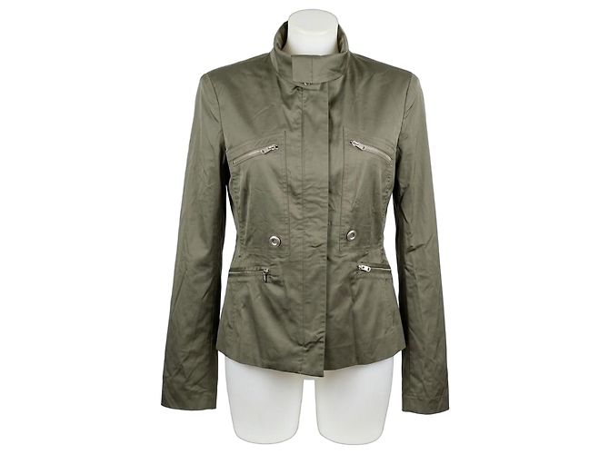 Giacca Pinko Verde Militare con Zip Cachi
