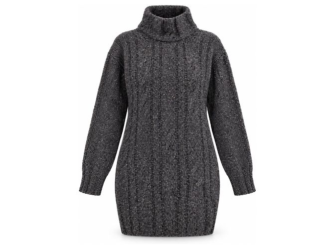 Autre Marque Joseph Tricot Zopfstrick Minikleid Anthrazitgrau