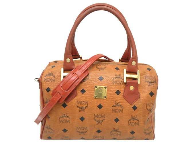 Bolsa Boston MCM para mulheres, marrom