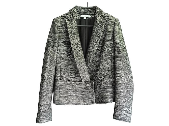 Diane Von Furstenberg Textured short jacket White Grey