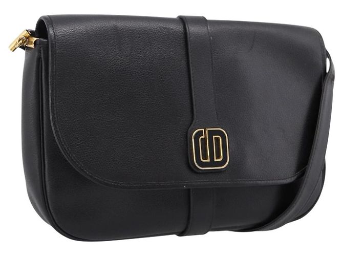 Borsa a tracolla Christian Dior in pelle nera e oro Auth 203420 Nero D'oro