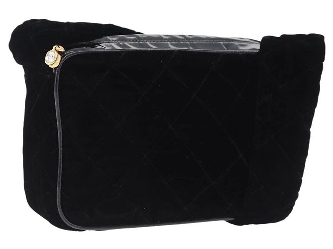 Borsa a tracolla CHANEL Matelasse Velluto Nero Oro CC Auth bs36831A D'oro