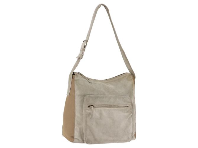 Borsa a tracolla PRADA in camoscio beige Auth bs36960