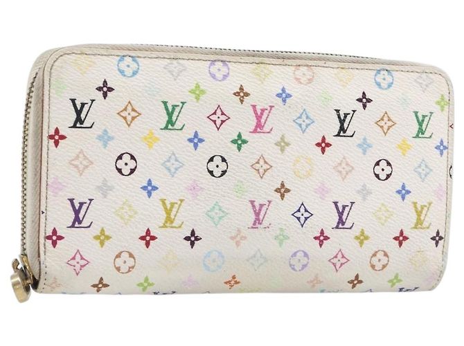 LOUIS VUITTON Monogram Multicolor Zippy Long Wallet White M60241 LV Auth BA15741 Blanc