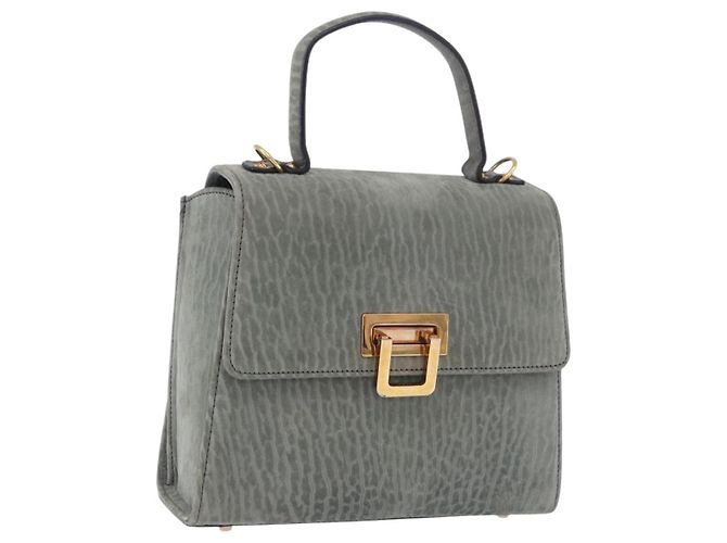 Sac à main Valextra en daim gris ton or Auth 201257 Marron