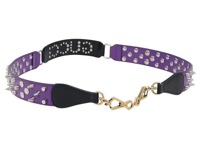GUCCI Shoulder Strap Leather Purple Black Auth 202818V