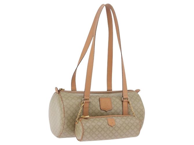 Céline Borsa a tracolla CELINE Macadam Canvas PVC Beige Gold Auth 199837V D'oro
