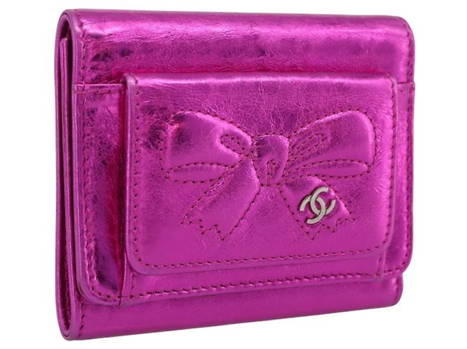 Portafoglio CHANEL Pelle Rosa Argento CC Auth 203048V