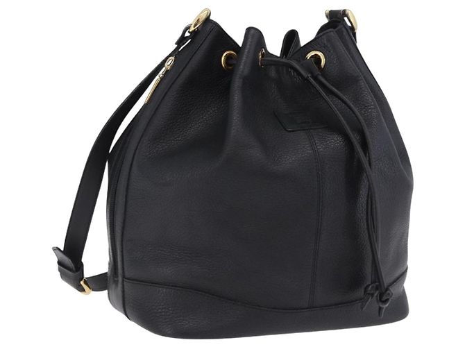 Borsa a tracolla Burberrys in pelle nera e oro Auth 201263A Nero