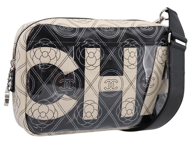 Borsa a Tracolla CHANEL Camelia PVC Canvas Nero Argento CC Auth 202912SAM