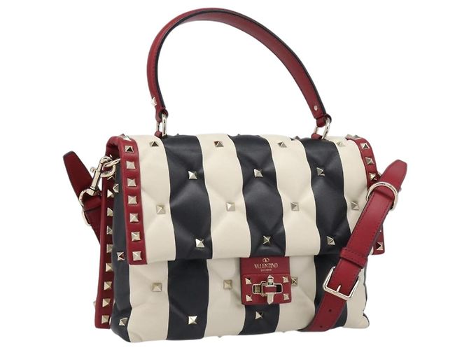 Borsa VALENTINO Rock Studs in pelle 2way Rossa Oro Auth 200731V Rosso D'oro