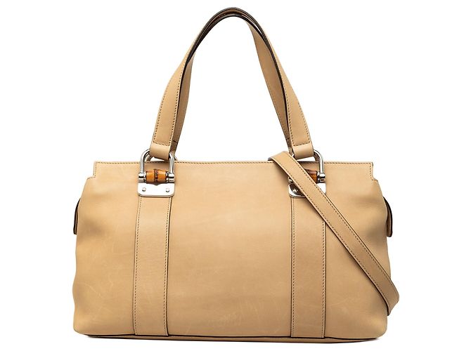 Bamboo Bolsa Satchel Gucci em couro de bezerro marrom com alça de bambu
