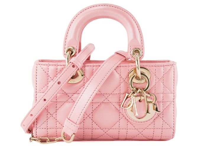 DIOR - Bolsa de ombro Lady D-Joy Dior em couro iridescente rosa