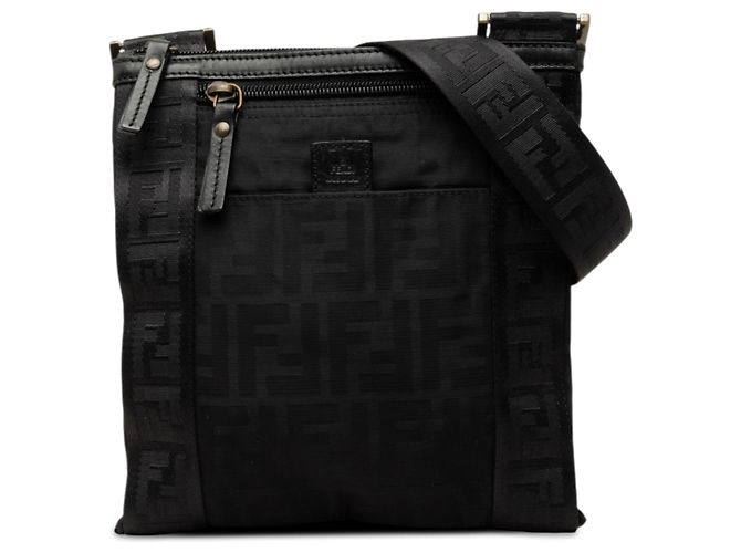 Borsa a tracolla Fendi Zucca Canvas nera Nero