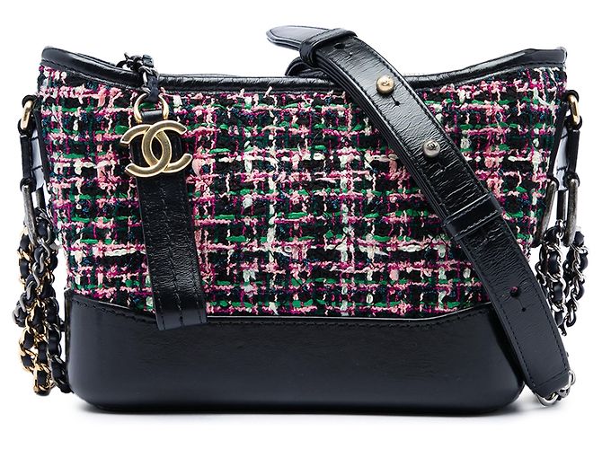 Borsa a tracolla Gabrielle Small in tweed e nappa nera Chanel Nero