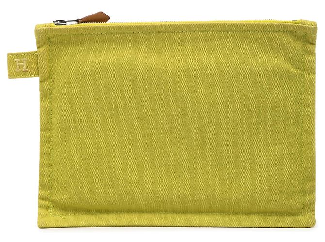 Pouch con zip Hermès Toile Bora Bora PM verde