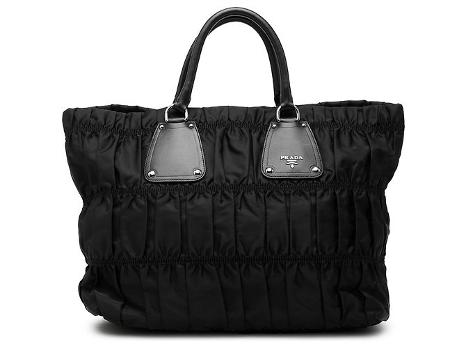 Borsa Tote Prada Tessuto Gaufre Nera Nero