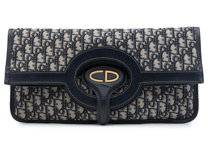 Autre Marque Clutch con patta Dior Oblique Canvas blu