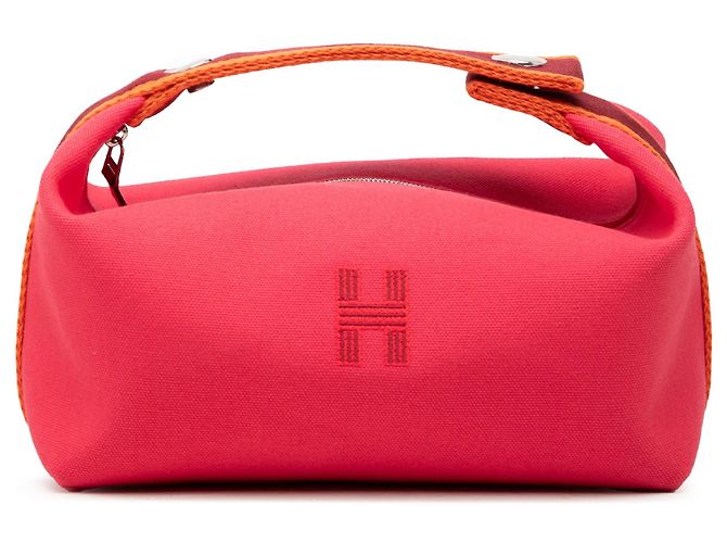 Borsa Vanity Case Hermès Small Toile Bride A Brac Rosa