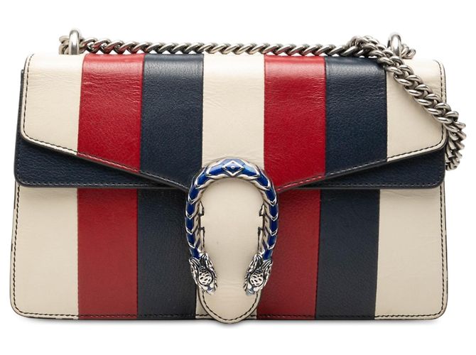Borsa a tracolla Dionysus media in vitello a righe Multi Gucci Argento