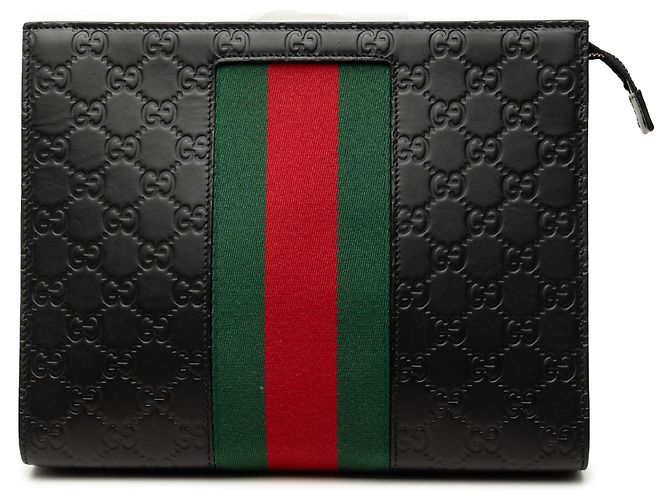 Clutch Gucci Guccissima Web negra Negro